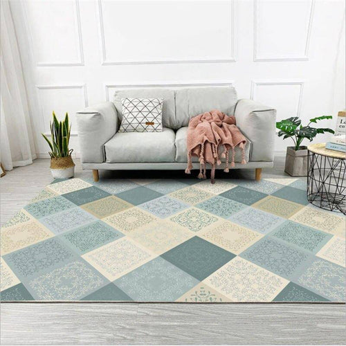 Rectangular blue checkered carpet Lattice