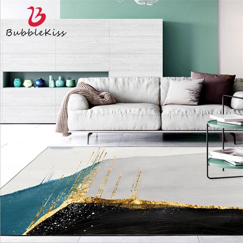 Tapis design vintage touches de bleu et de doré Gold B