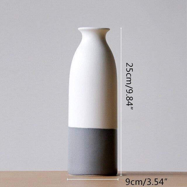 Jarrón design cerámica blanca y gris estilo japonés