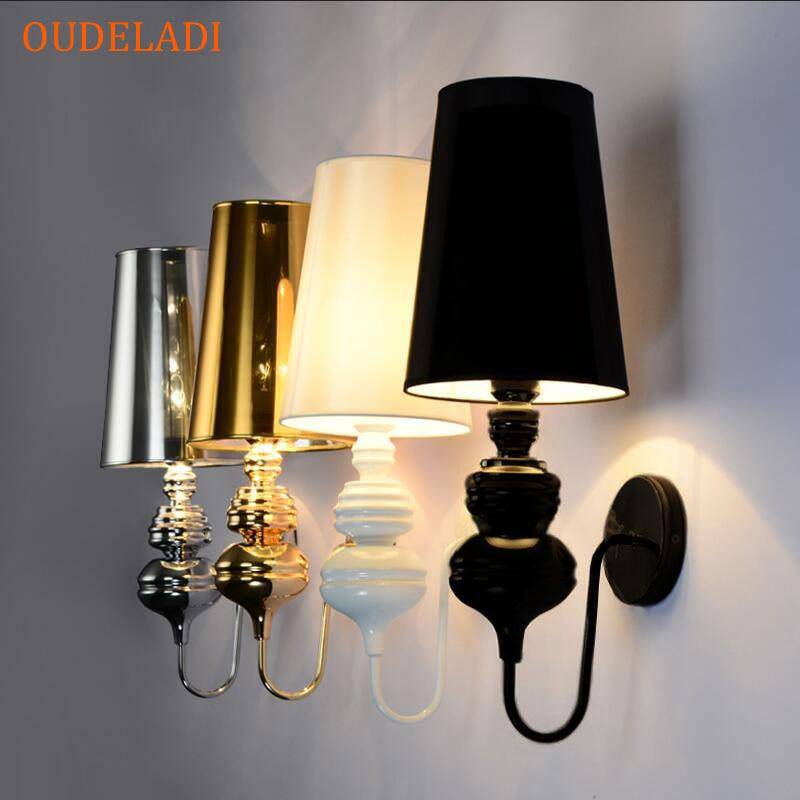 wall lamp rustic wall with lampshade (black, white, gold or chrome)