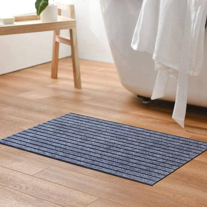 Grey striped rectangle doormat Durable