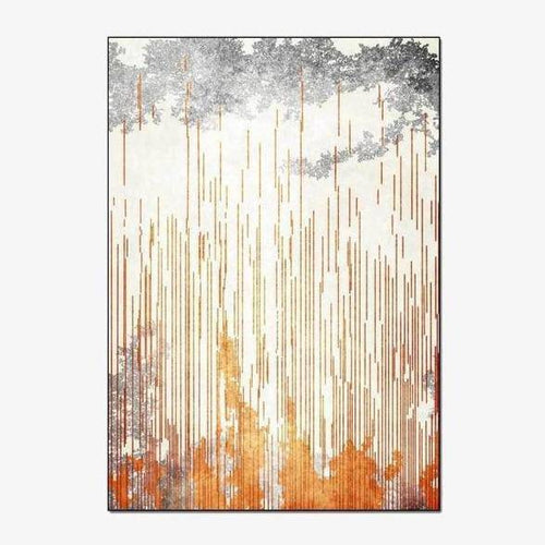 Tapis moderne rectangle gris avec traits oranges Rugs