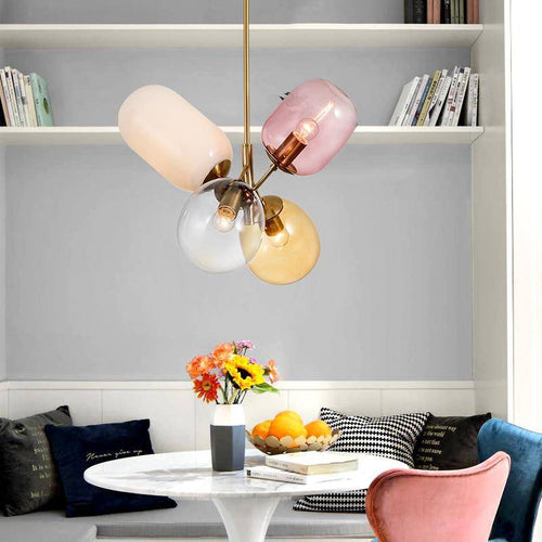 pendant light LED design with Nordic colored shades