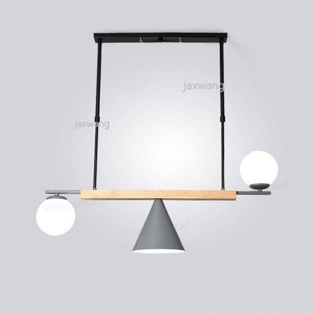 pendant light LED design with glass balls and lampshade Loft triangle