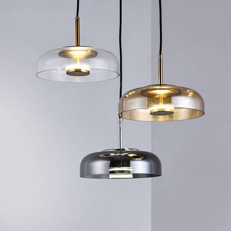 pendant light Loft LED smoked glass round design