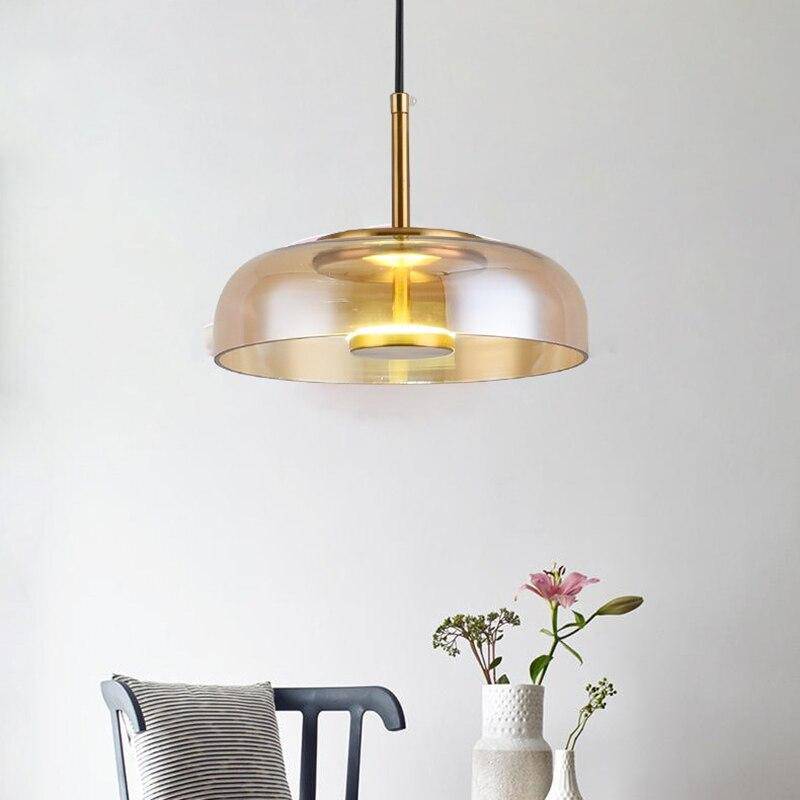 pendant light Loft LED smoked glass round design