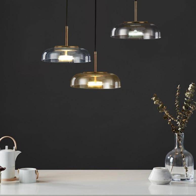 pendant light Loft LED smoked glass round design