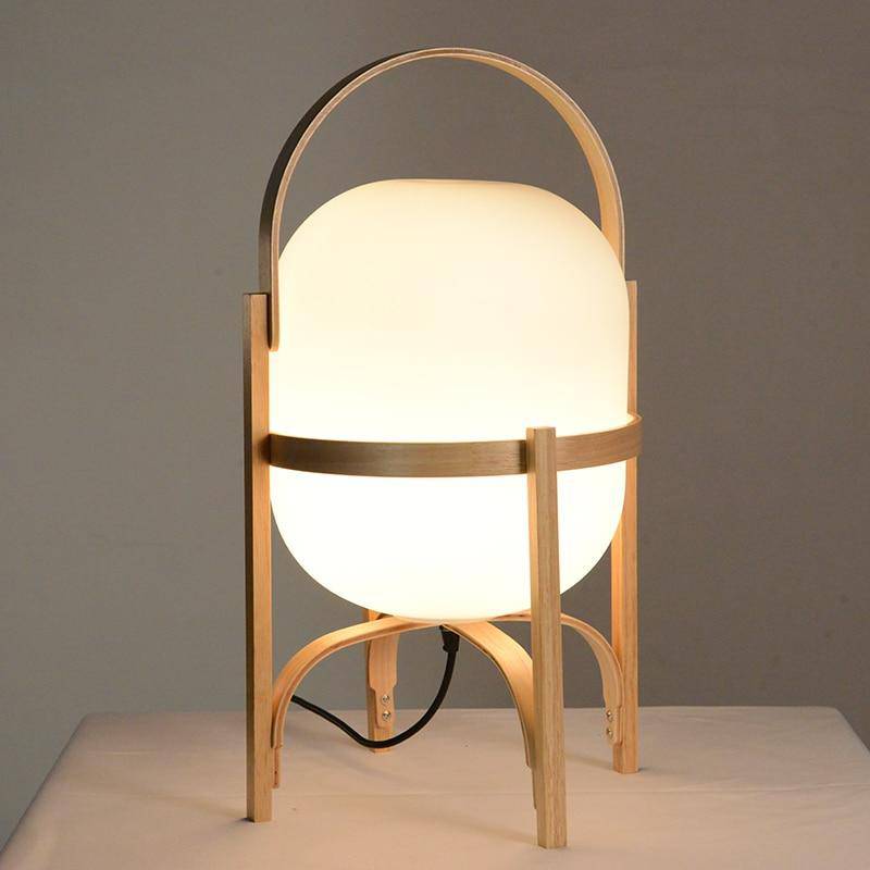 Japanese style wooden LED table lamp