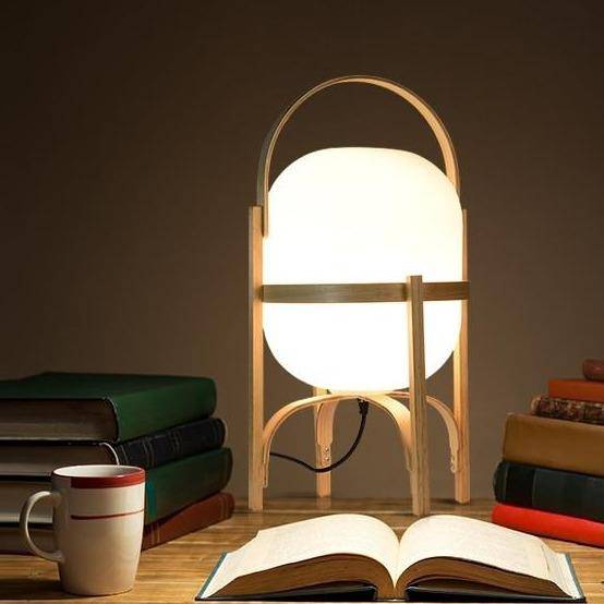 Japanese style wooden LED table lamp