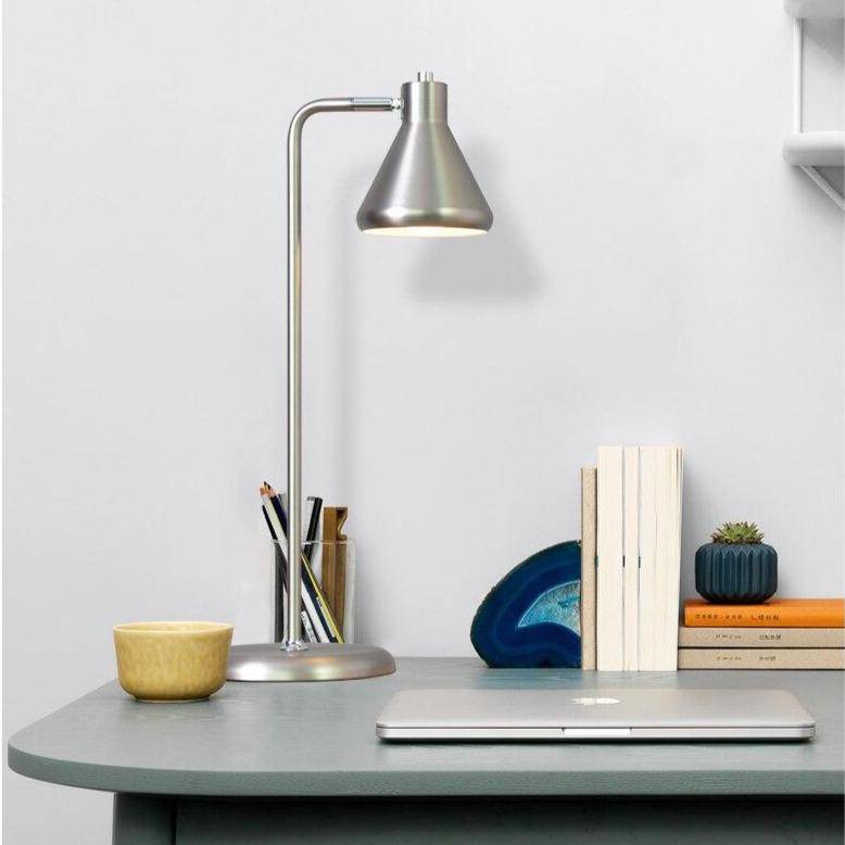 LED design table lamp with coloured metal tube and triangular shape Light