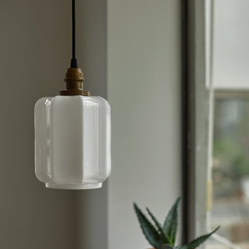 Lámpara de suspensión design cristal blanco estilo vintage Samy