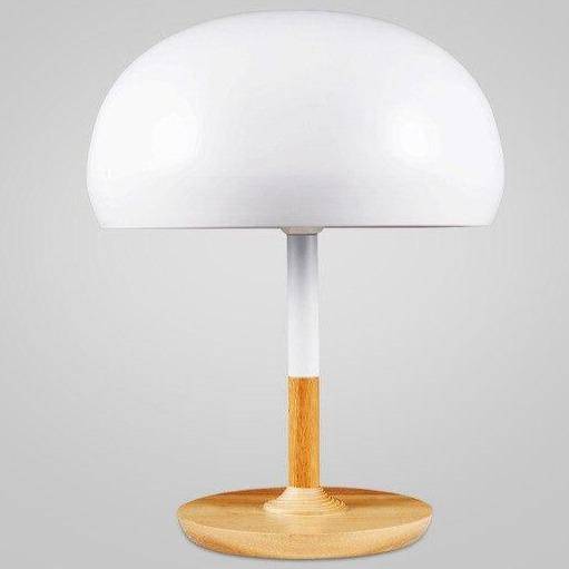 LED design table lamp with wooden base and lampshade Créative