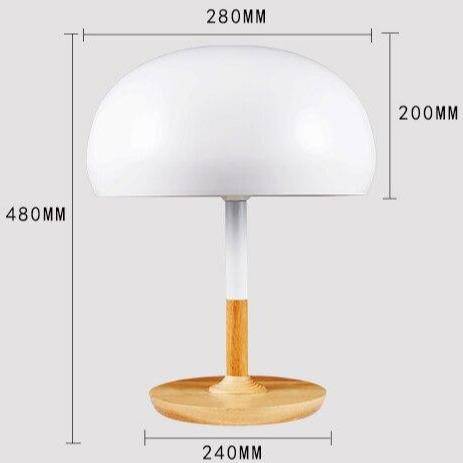 LED design table lamp with wooden base and lampshade Créative