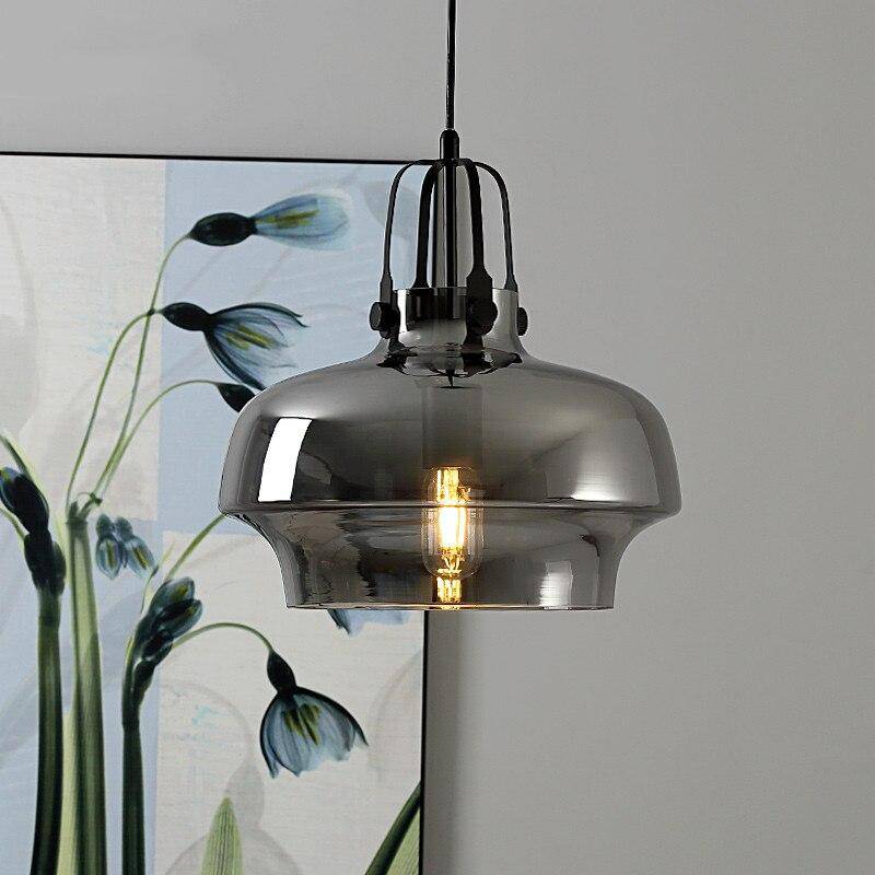 Lámpara de suspensión design Vidrio ahumado LED redondeado estilo Hang