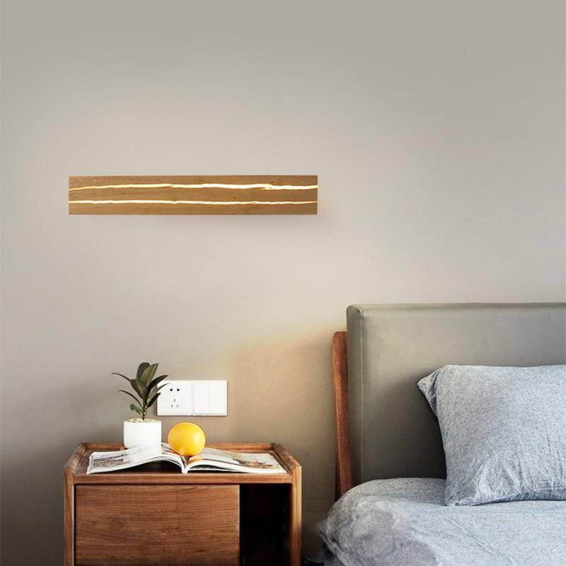 Applique murale design à LED rectangle en bois scandinave