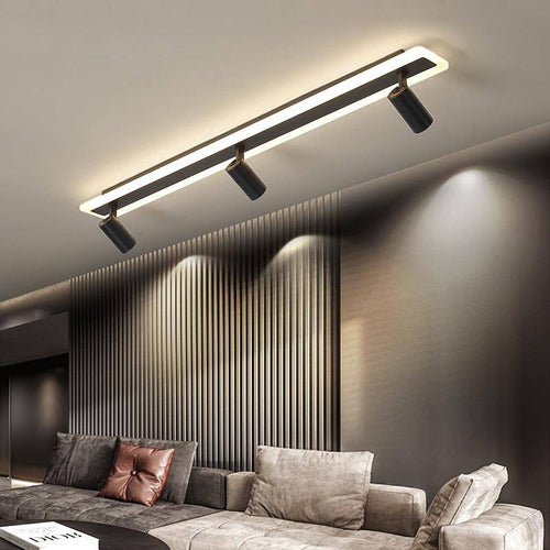 Plafonnier design moderne LED en métal noir avec plusieurs spots lumineux