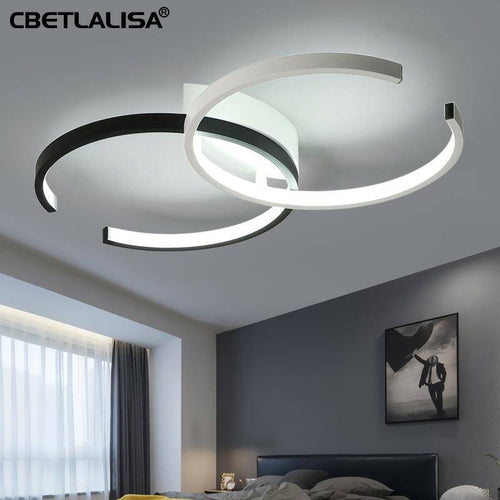 LED design ceiling with two open circles black and white
