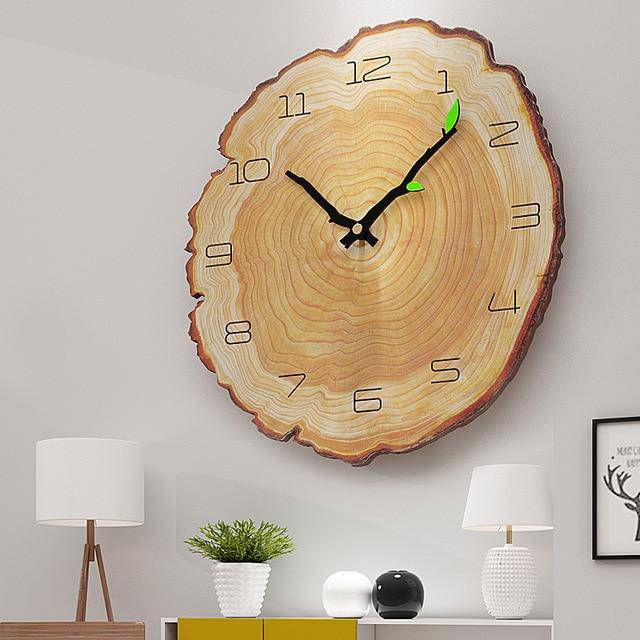 Horloge style tronc d'arbre en bois 30cm Sily