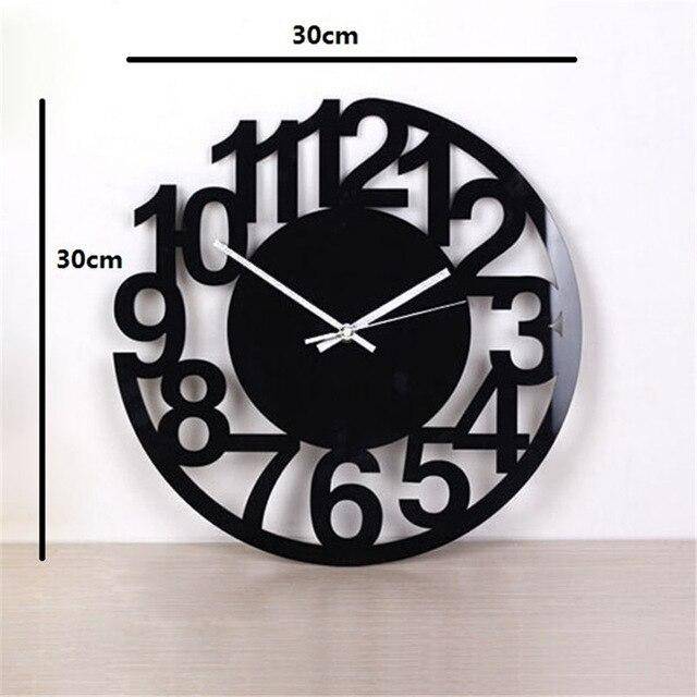 Wall clock modern round black 30cm