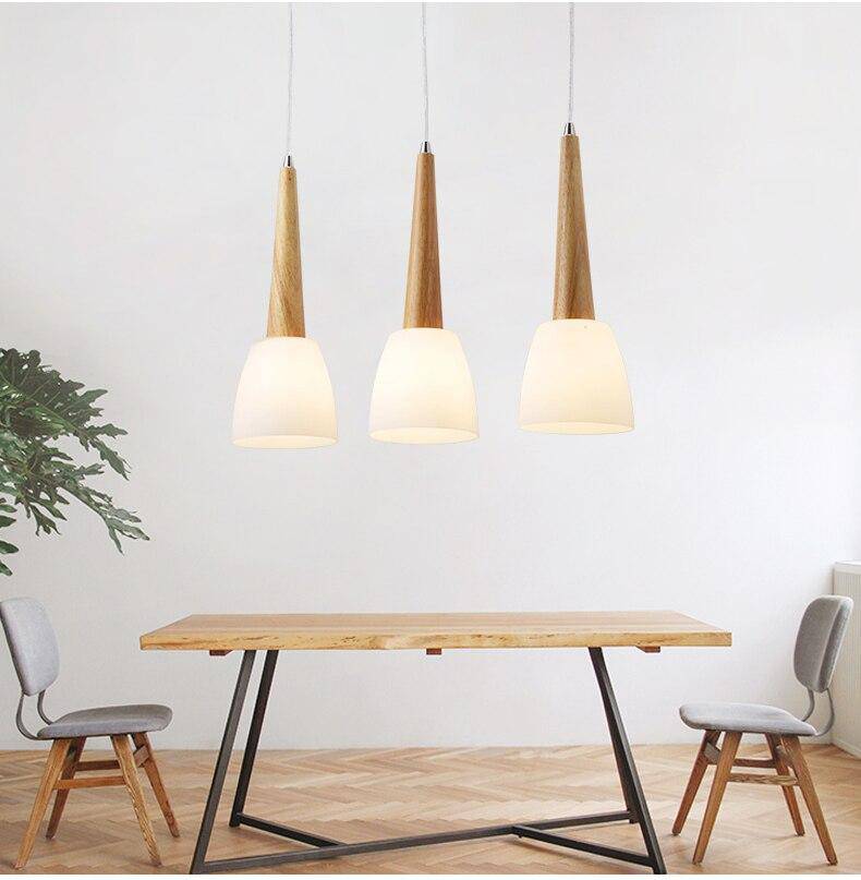 Lámpara de suspensión LED design en vidrio y madera cónica
