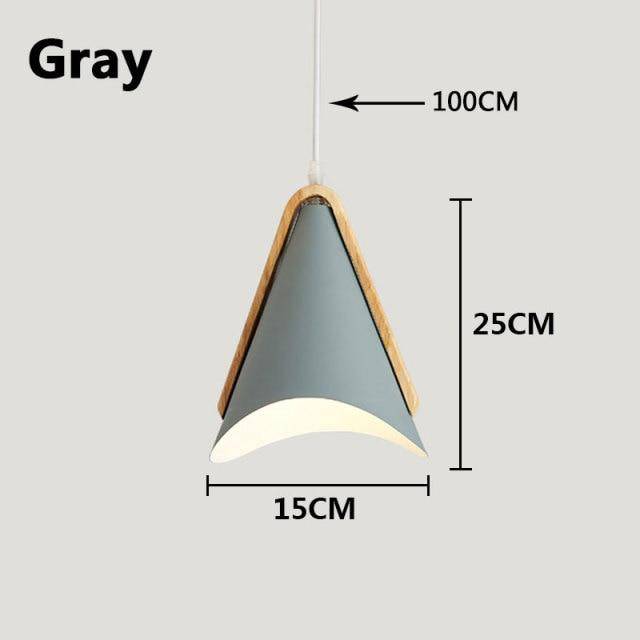 Lámpara de suspensión LED moderno de madera y metal coloreado