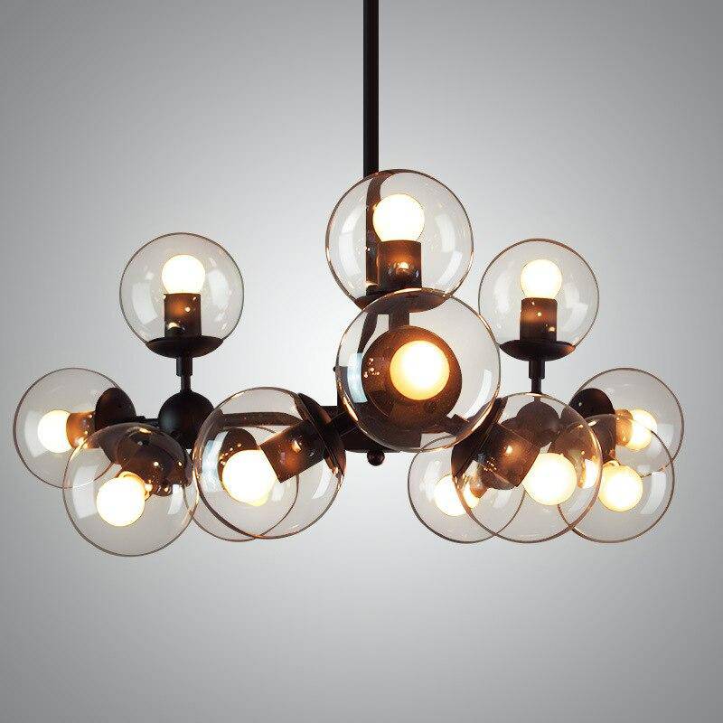 Design pendant light with lamp in glass ball