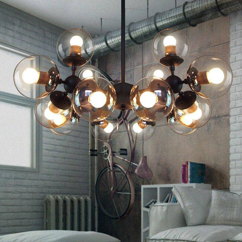 Design pendant light with lamp in glass ball