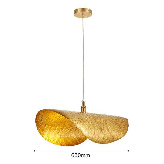 Lámpara de suspensión design LED metálico y dorado en forma de azulejo Lotus