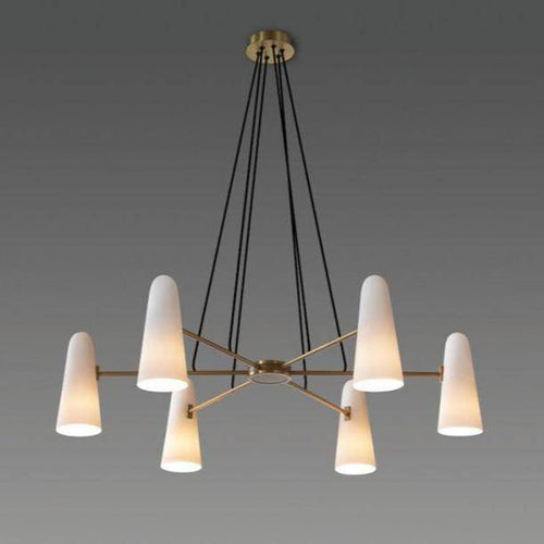 Lustre design LED en cuivre avec 6 abat-jours Luxury
