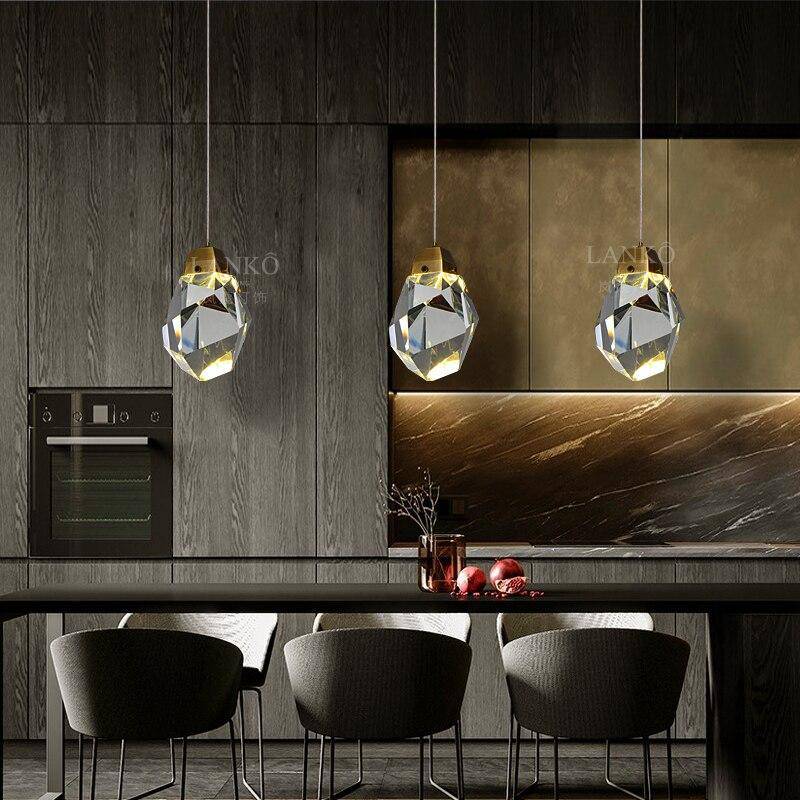 Suspension design LED avec cristal en verre Luxury