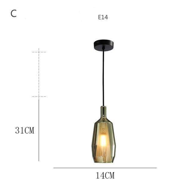 pendant light LED design with lampshade colored glass