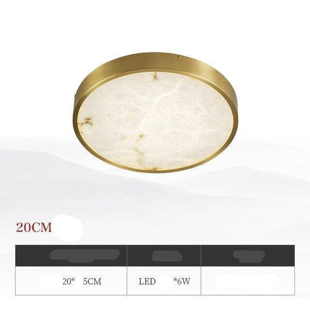 Round marble LED ceiling lamp with gold edges