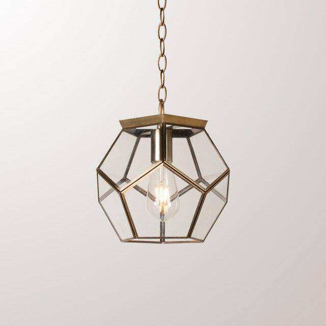 pendant light LED glass design with pentagonal shape in retro style