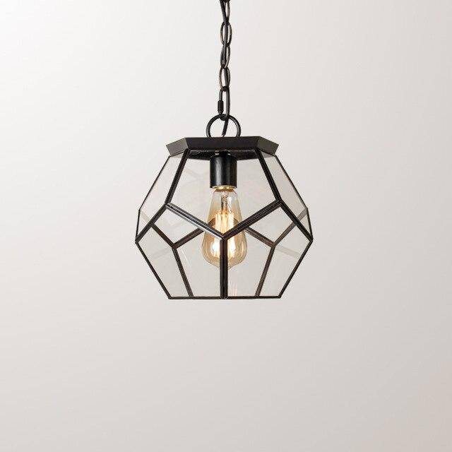 Suspension design LED en verre aux formes pentagonales style rétro