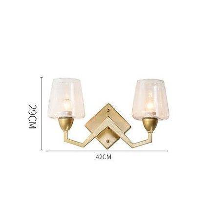 Applique murale design LED dorée avec abat-jour rétro en verre
