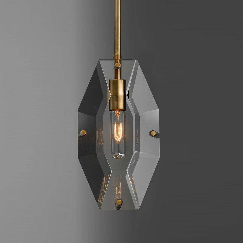 pendant light LED design with crystal glass and gold stem Loft