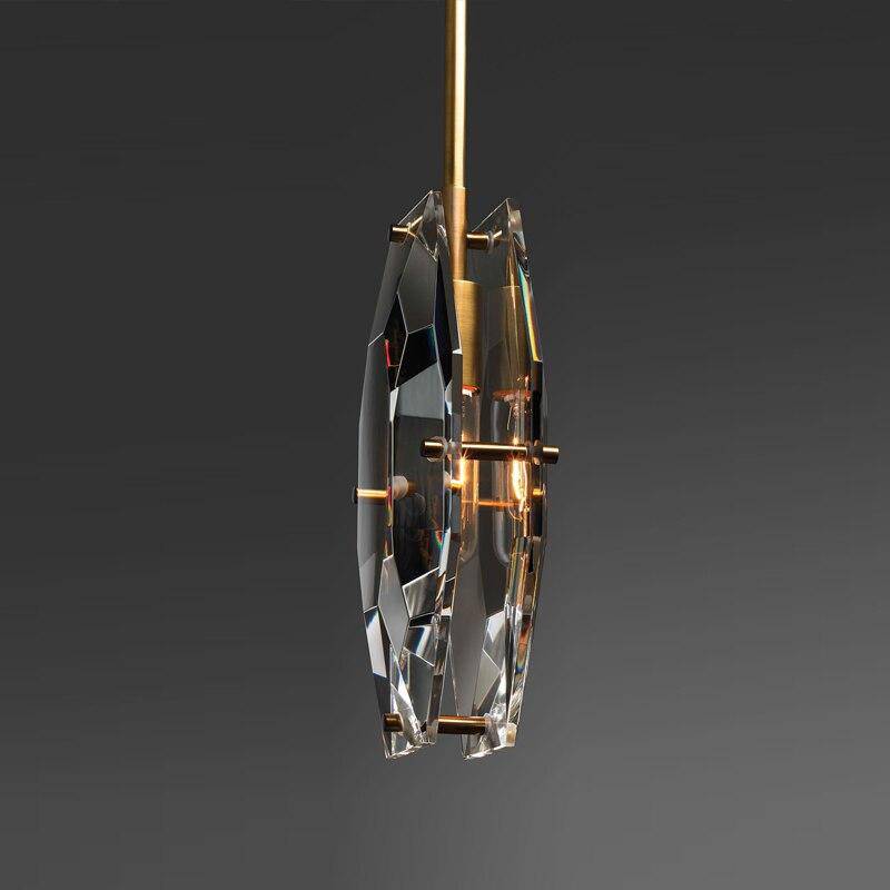 pendant light LED design with crystal glass and gold stem Loft