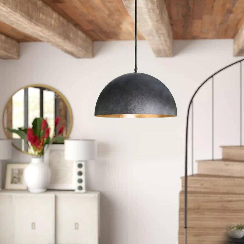 pendant light LED design with lampshade rounded metal Luxury