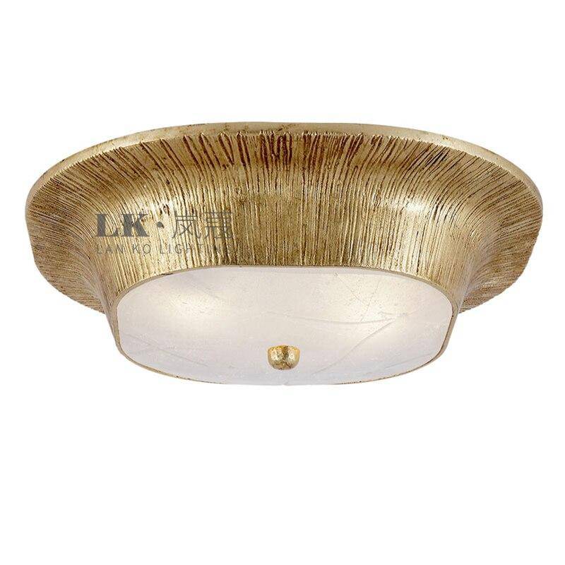 Retro style LED ceiling light in gold metal