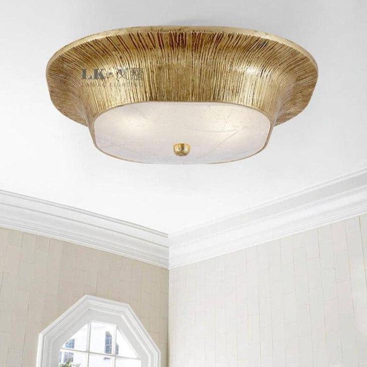 Retro style LED ceiling light in gold metal