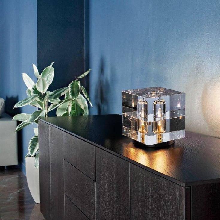 Luxury geometric crystal glass LED table lamp
