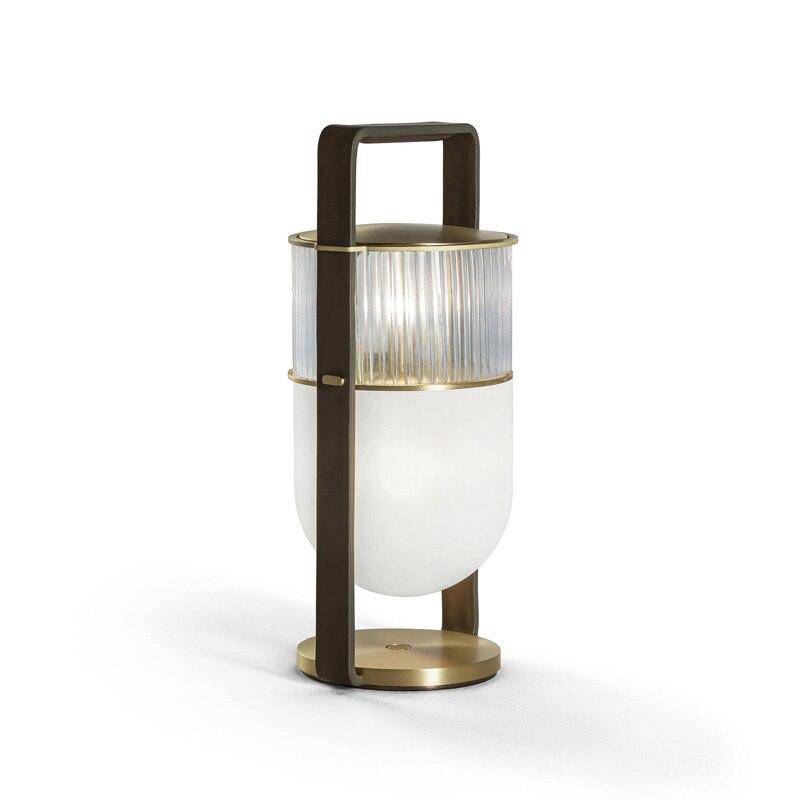 Lantern style glass LED table lamp