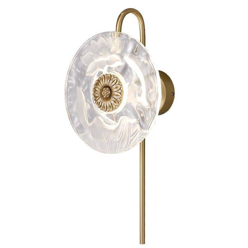 wall lamp LED design wall lamp with glass disc with flower pattern