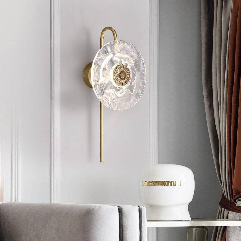 wall lamp LED design wall lamp with glass disc with flower pattern
