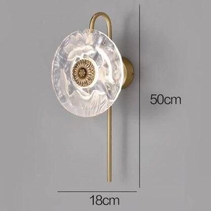 Lámpara de pared design LED con disco de cristal con dibujo de flores