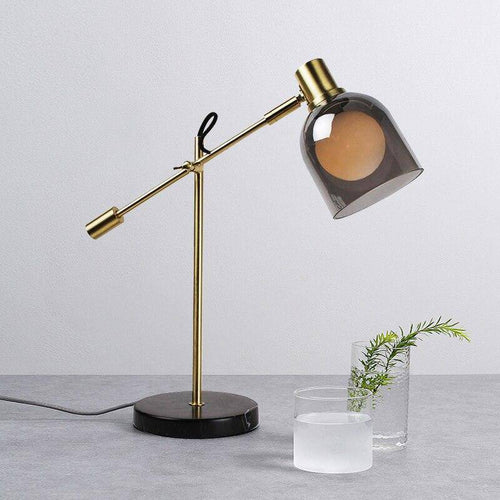 Lámpara de sobremesa design LED con pantalla de cristal redondeada Lujo
