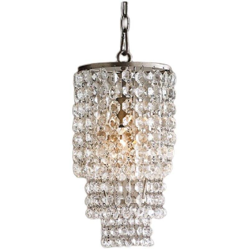 pendant light LED design with lampshade in gold or silver crystal glass