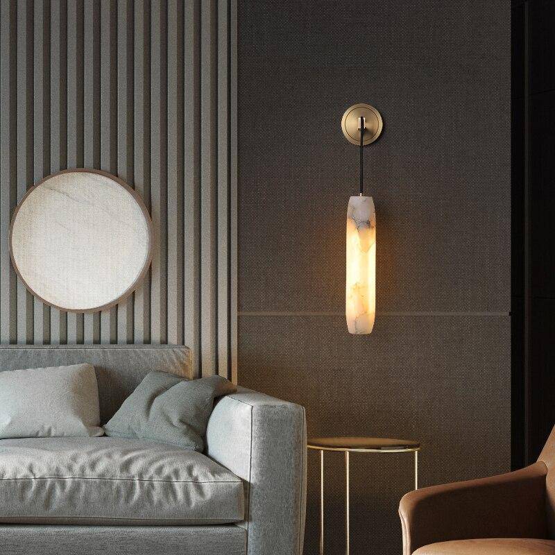 pendant light LED design with lampshade in white marble Luxury