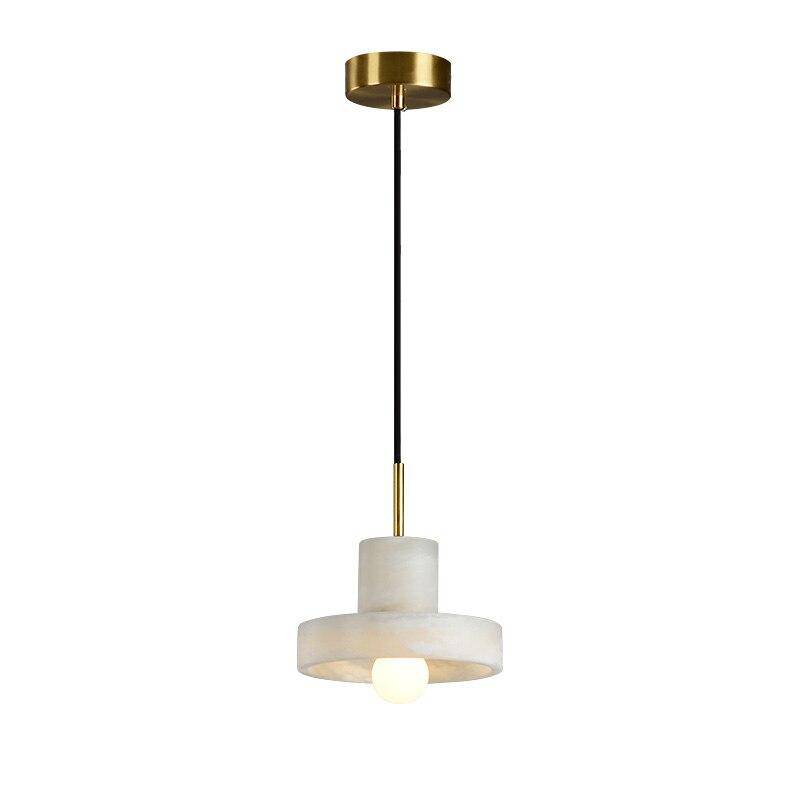 Lámpara de suspensión design LED con pantalla redonda en mármol blanco Luxury