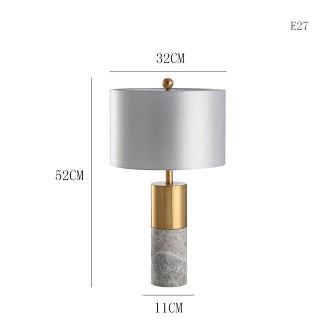 Lampe à poser design dorée LED en marbre et abat-jour gris